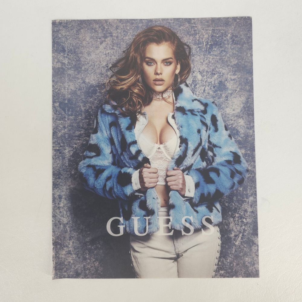 GUESS Amanda Cerny Faux Fur Leopard Print Ad Fashion Wall Art Promotional Decor